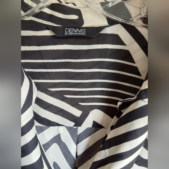 Dennis Basso Scarf Blouse Black & Cream - Picture 4 of 12